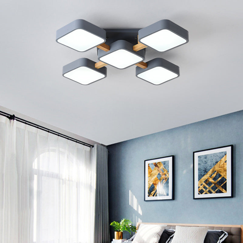 Scandinavian Macaron Wood Square Ceiling Light