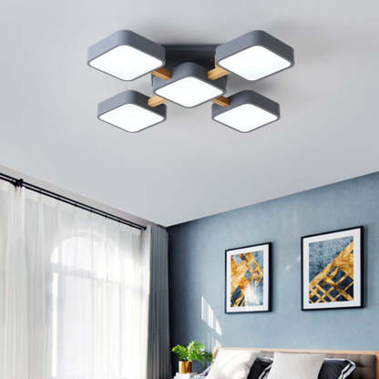 Scandinavian Macaron Wood Square Ceiling Light