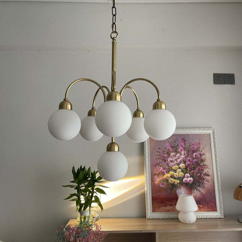 Mid-Century Iron Arc Glass Ball Chandelier — 110V-120V For US/CA