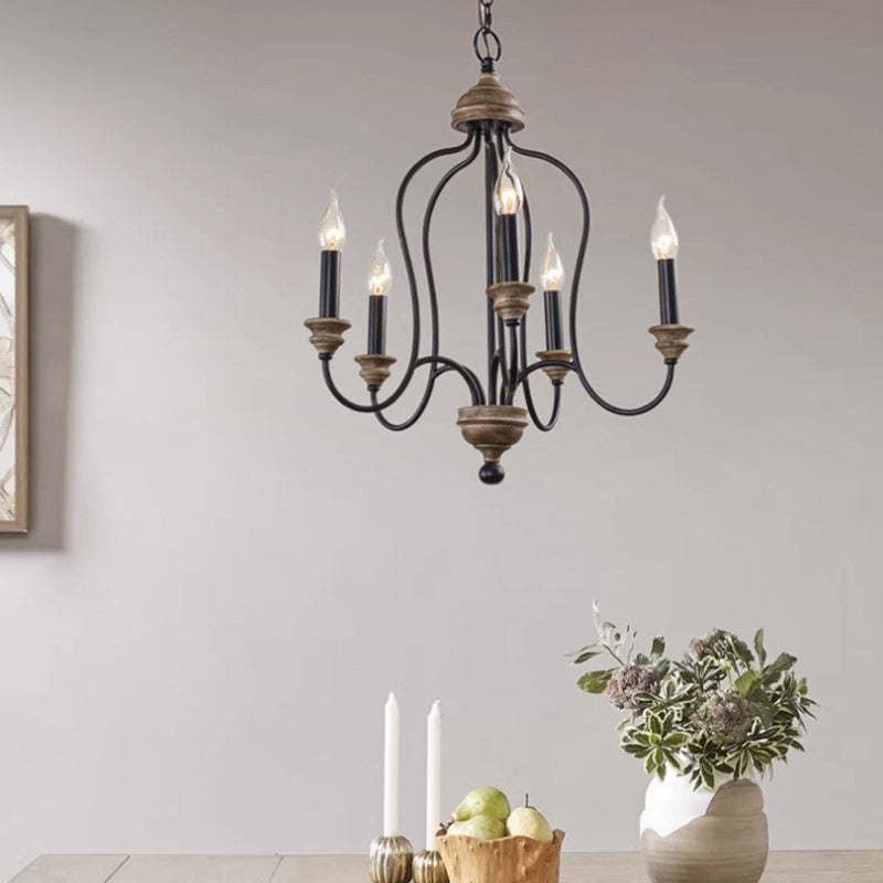 Rustic Iron Arc Candelabra 5-Light Chandelier