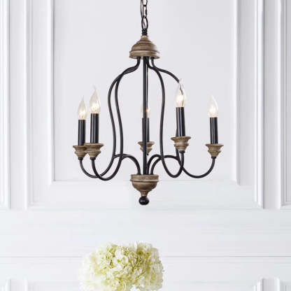 Rustic Iron Arc Candelabra 5-Light Chandelier — Black / 220V-240V For UK/AU