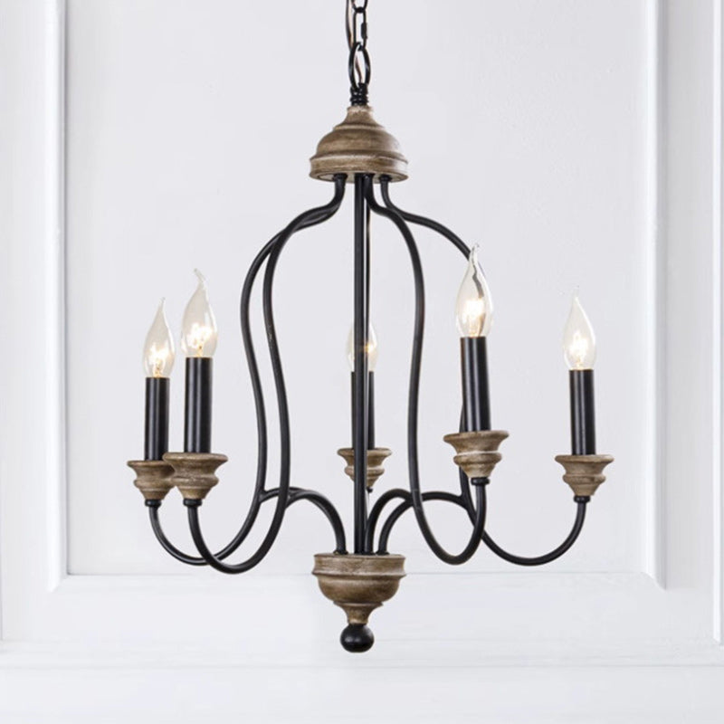 Rustic Iron Arc Candelabra 5-Light Chandelier — White / 110V-120V For US/CA