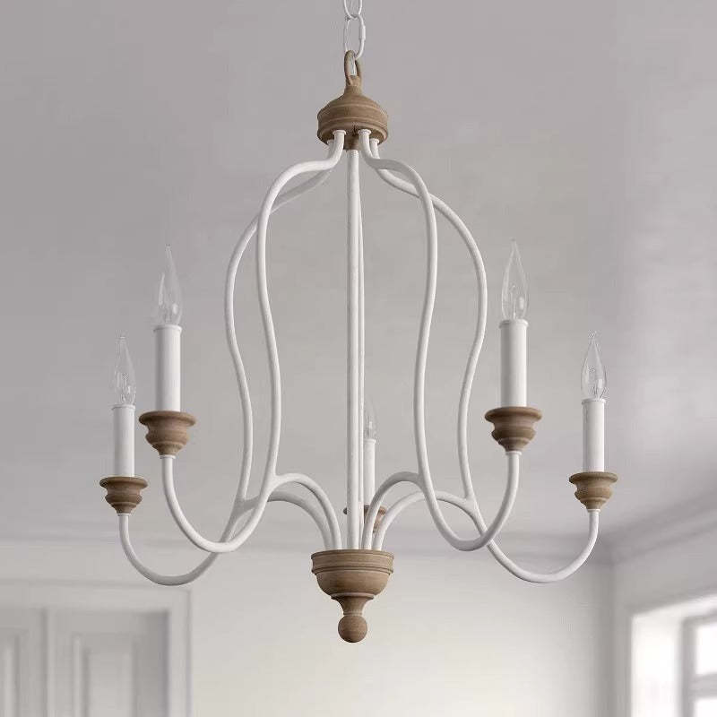 Rustic Iron Arc Candelabra 5-Light Chandelier