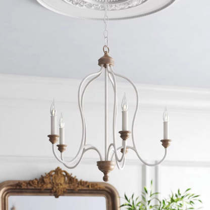 Rustic Iron Arc Candelabra 5-Light Chandelier