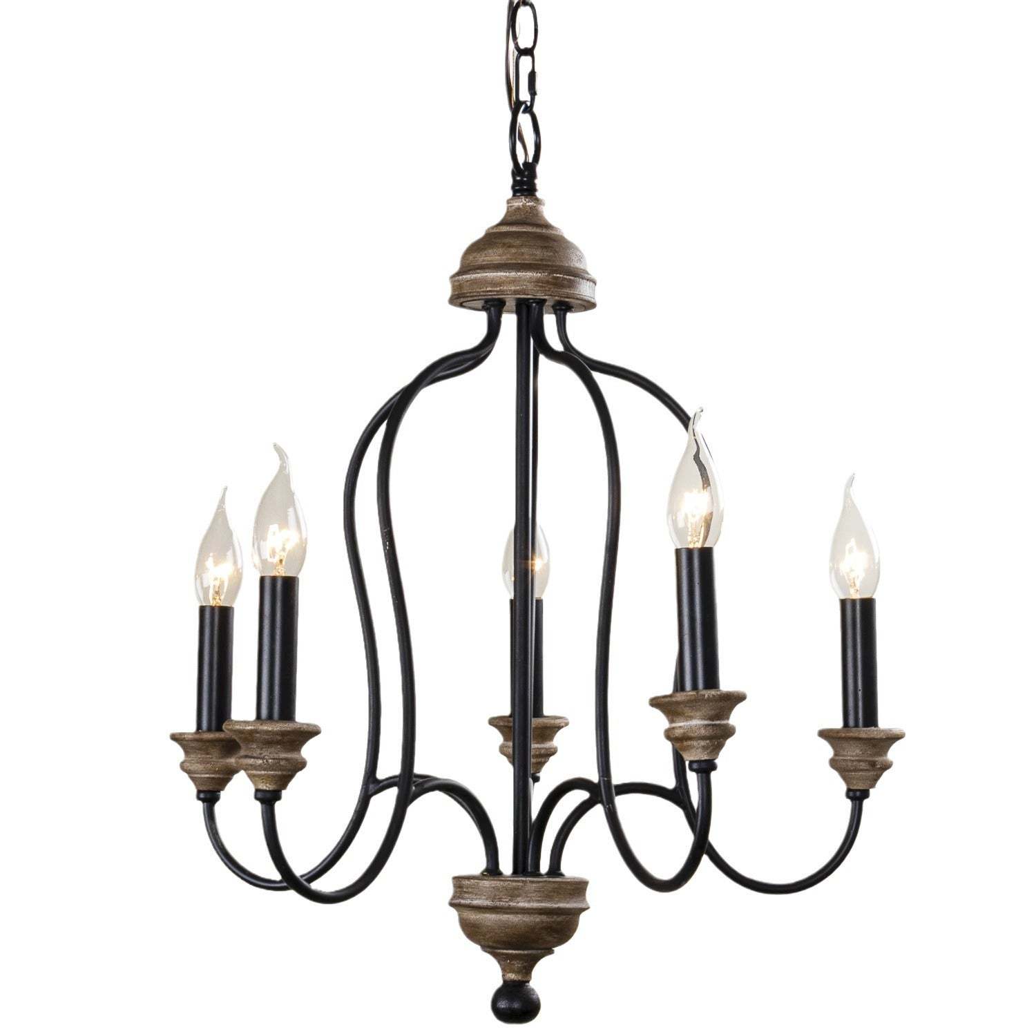 Rustic Iron Arc Candelabra 5-Light Chandelier
