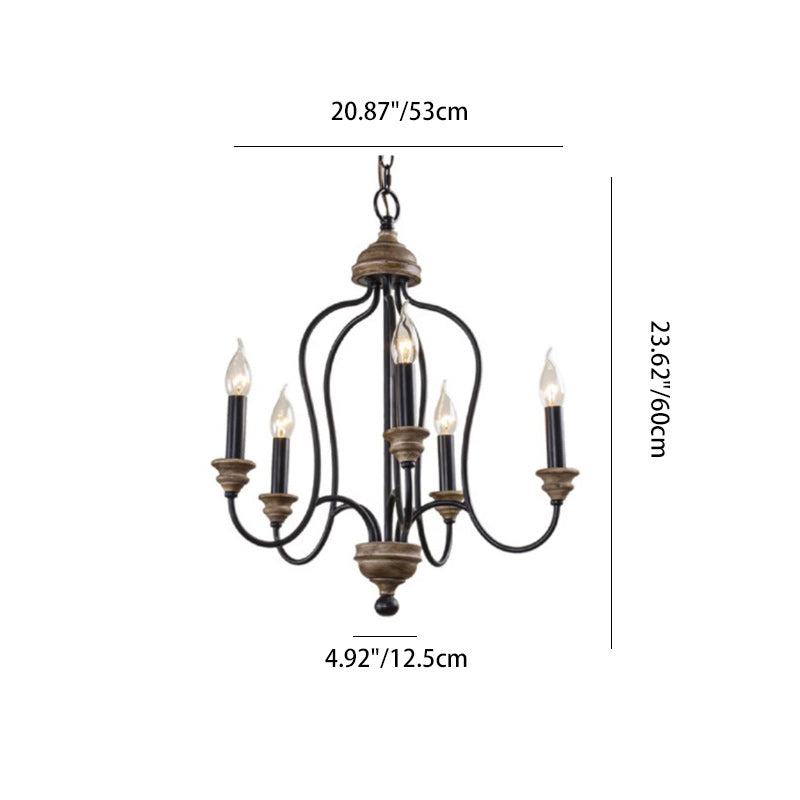 Rustic Iron Arc Candelabra 5-Light Chandelier — White / 220V-240V For UK/AU