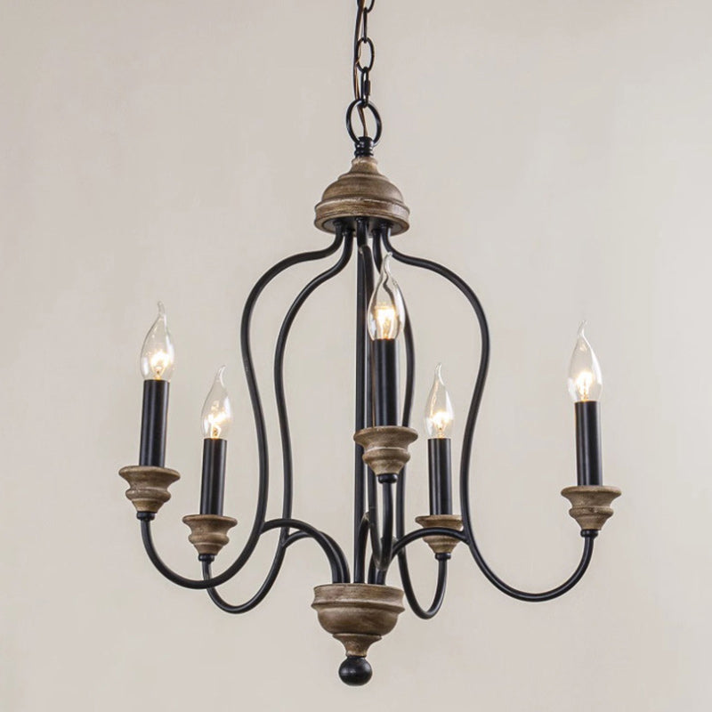 Rustic Iron Arc Candelabra 5-Light Chandelier