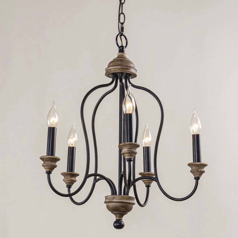 Rustic Iron Arc Candelabra 5-Light Chandelier
