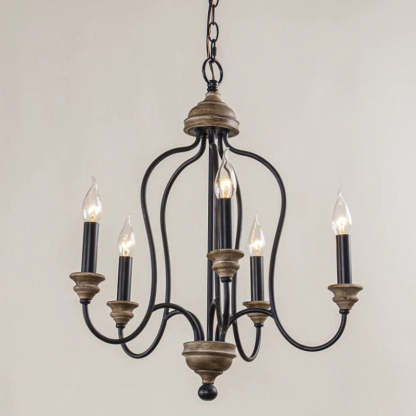 Rustic Iron Arc Candelabra 5-Light Chandelier