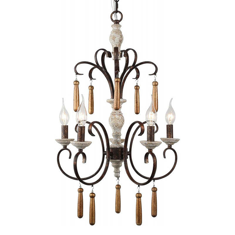 Rustic Distressed Solid Wood Candelabra Chandelier