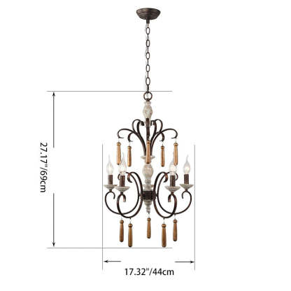 Rustic Distressed Solid Wood Candelabra Chandelier