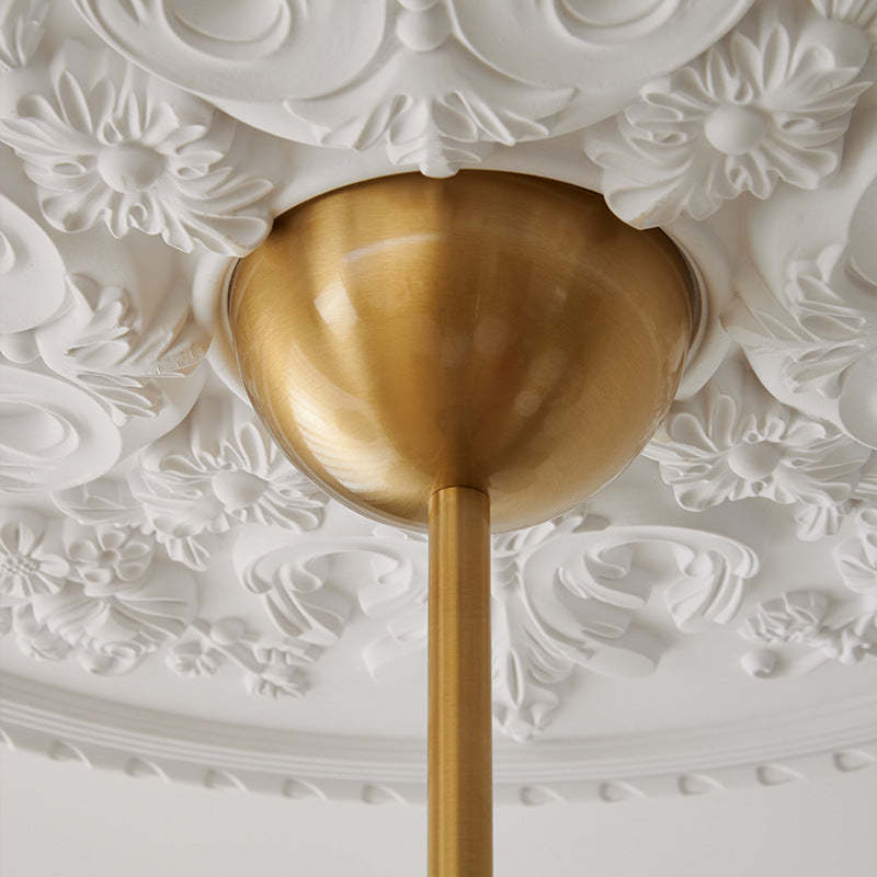 French Solid Wood Curved Iron Glass Cup Chandelier