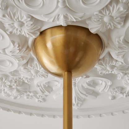 French Solid Wood Curved Iron Glass Cup Chandelier