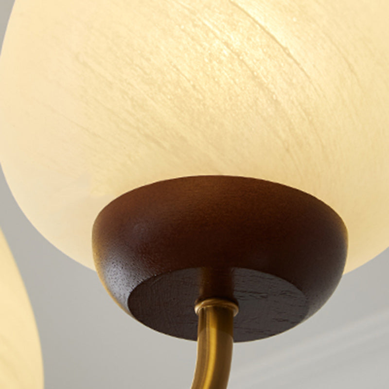 French Solid Wood Curved Iron Glass Cup Chandelier