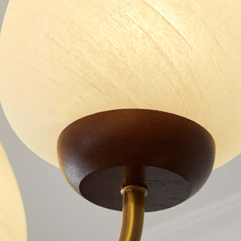 French Solid Wood Curved Iron Glass Cup Chandelier