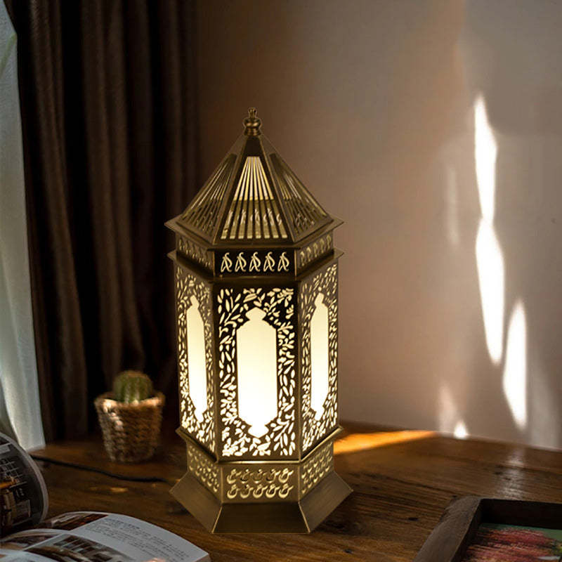 Alloy hollow metal acrylic glass table lamps for hallway