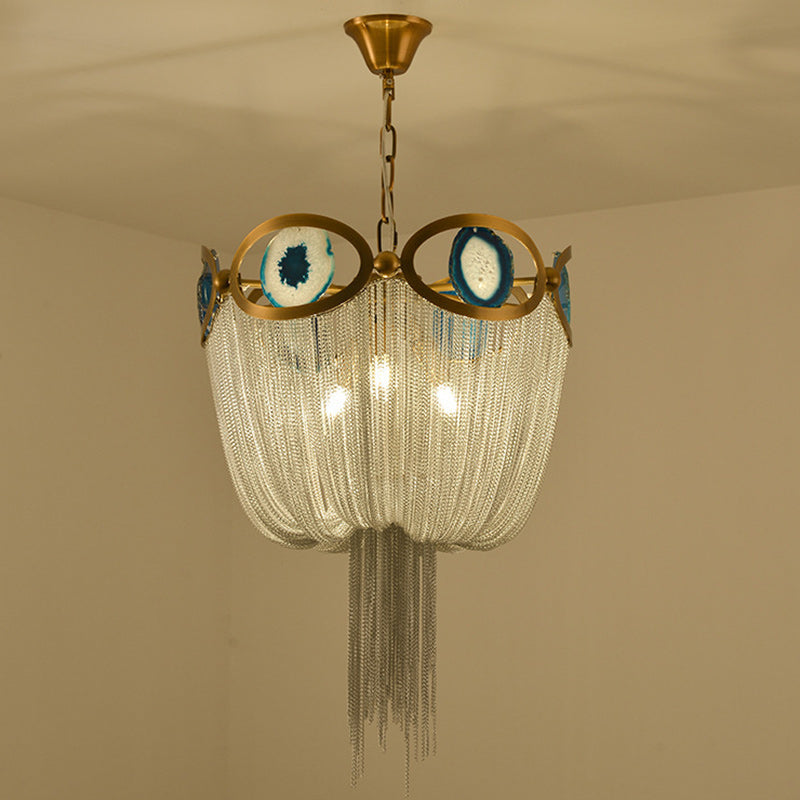 Contemporary Agate Bead Aluminum Chain Chandelier