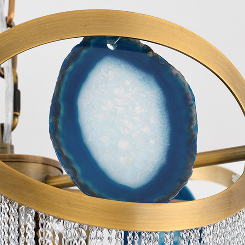 Contemporary Agate Bead Aluminum Chain Chandelier