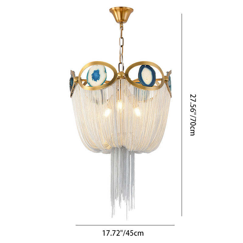 Contemporary Agate Bead Aluminum Chain Chandelier