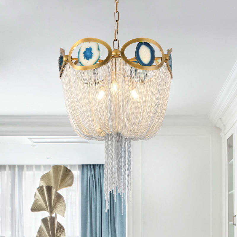 Contemporary Agate Bead Aluminum Chain Chandelier