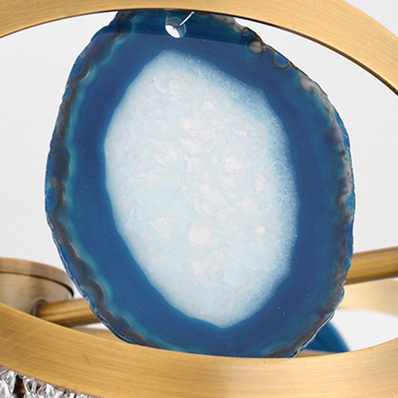 Contemporary Agate Bead Aluminum Chain Chandelier