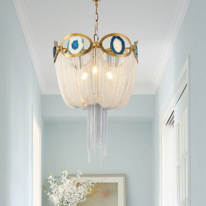 Contemporary Agate Bead Aluminum Chain Chandelier