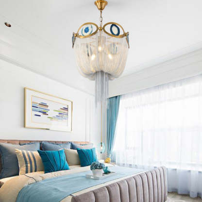 Contemporary Agate Bead Aluminum Chain Chandelier