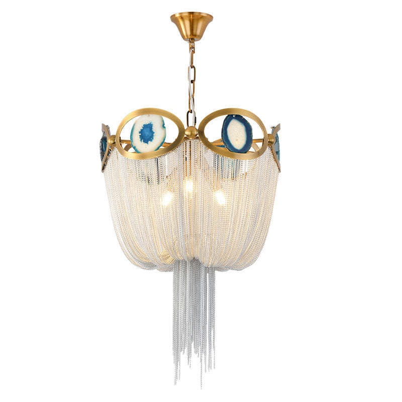 Contemporary Agate Bead Aluminum Chain Chandelier