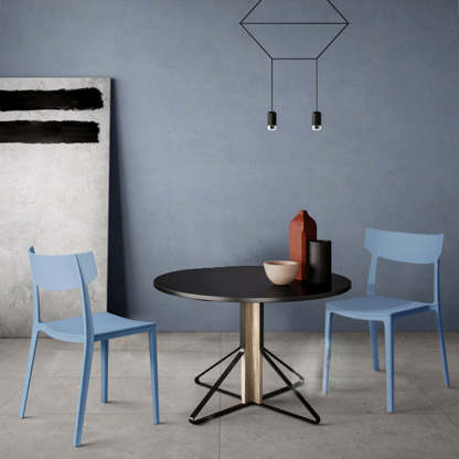 Nordic Plastic Stackable Open-Back Dining Chair — Red