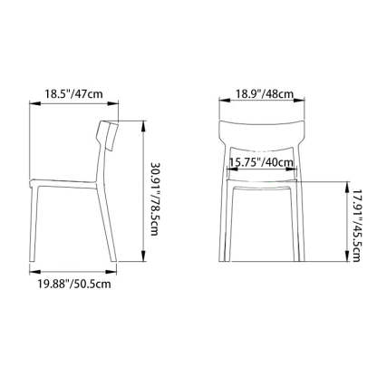 Nordic Plastic Stackable Open-Back Dining Chair — Blue
