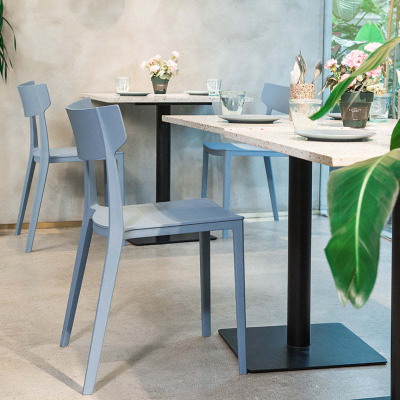 Nordic Plastic Stackable Open-Back Dining Chair — Yellow