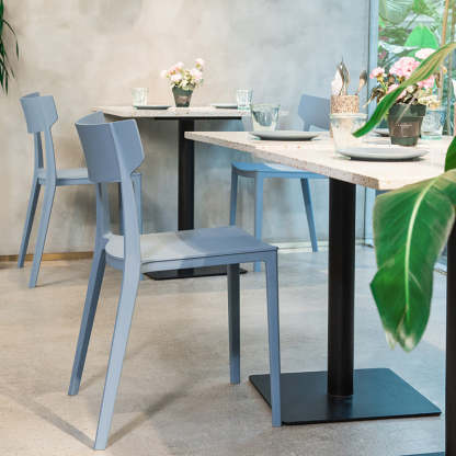 Nordic Plastic Stackable Open-Back Dining Chair — Yellow
