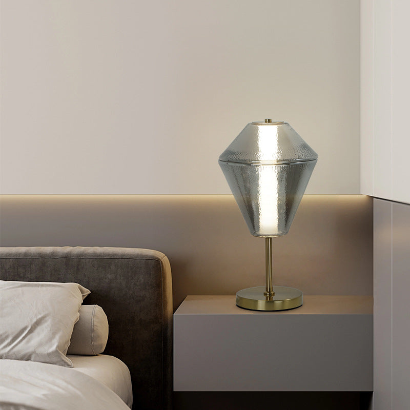 Nordic Iron Cone Stacked Water Ripple Glass LED Lamp — Smoke Gray / 110V-120V For US/CA / Neutral Light (4000K)