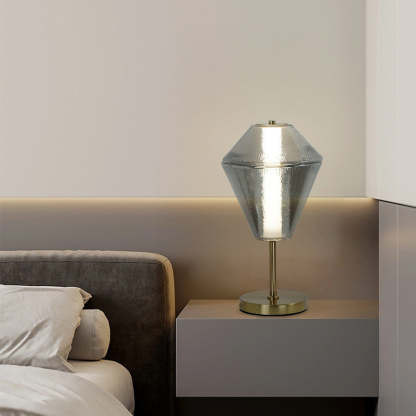 Nordic Iron Cone Stacked Water Ripple Glass LED Lamp — Smoke Gray / 110V-120V For US/CA / Neutral Light (4000K)