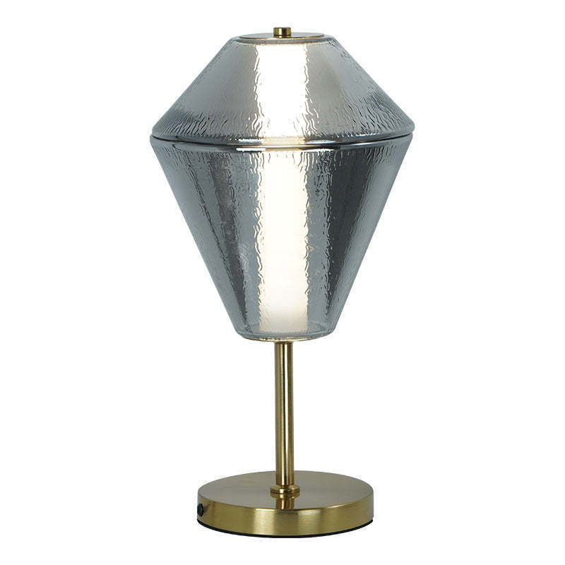 Nordic Iron Cone Stacked Water Ripple Glass LED Lamp — Amber / 220V-240V For UK/AU / Warm Light (3000K)