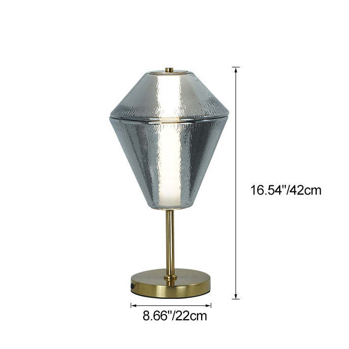 Nordic Iron Cone Stacked Water Ripple Glass LED Lamp — Smoke Gray / 220V-240V For UK/AU / Warm Light (3000K)
