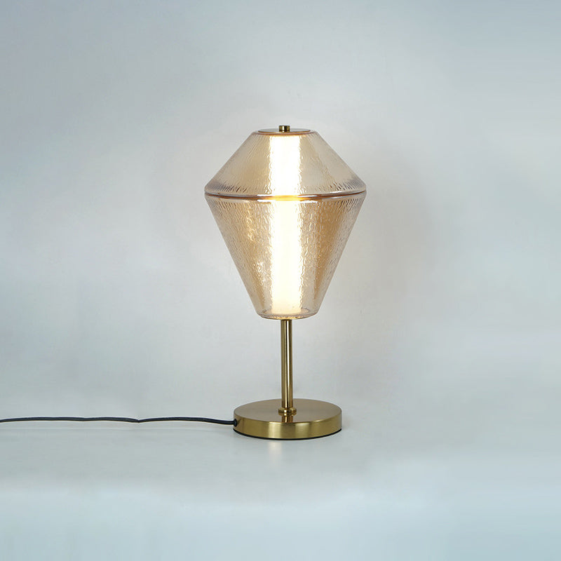 Nordic Iron Cone Stacked Water Ripple Glass LED Lamp — Amber / 110V-120V For US/CA / White Light (5000K)