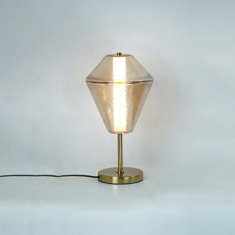 Nordic Iron Cone Stacked Water Ripple Glass LED Lamp — Amber / 110V-120V For US/CA / White Light (5000K)