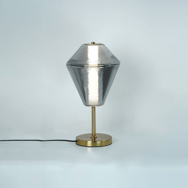 Nordic Iron Cone Stacked Water Ripple Glass LED Lamp — Amber / 110V-120V For US/CA / Neutral Light (4000K)