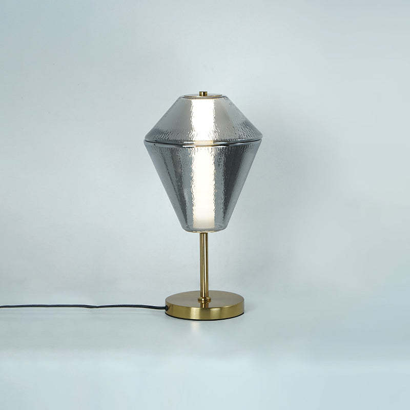 Nordic Iron Cone Stacked Water Ripple Glass LED Lamp — Amber / 110V-120V For US/CA / Neutral Light (4000K)
