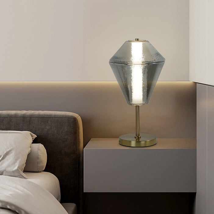 Nordic Iron Cone Stacked Water Ripple Glass LED Lamp — Amber / 110V-120V For US/CA / Warm Light (3000K)