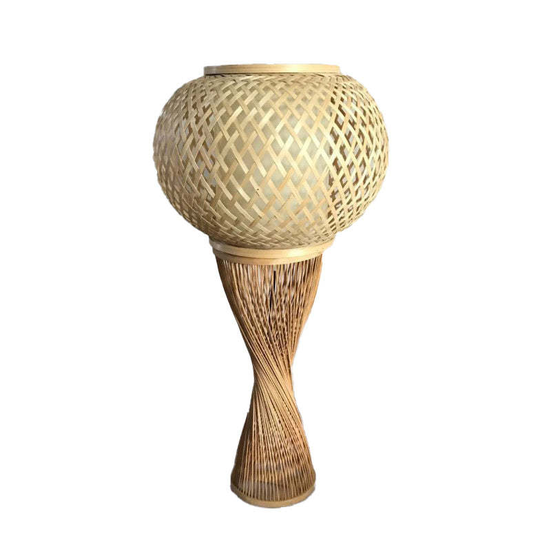 Vintage Rattan Bamboo Cage Table Lamp
