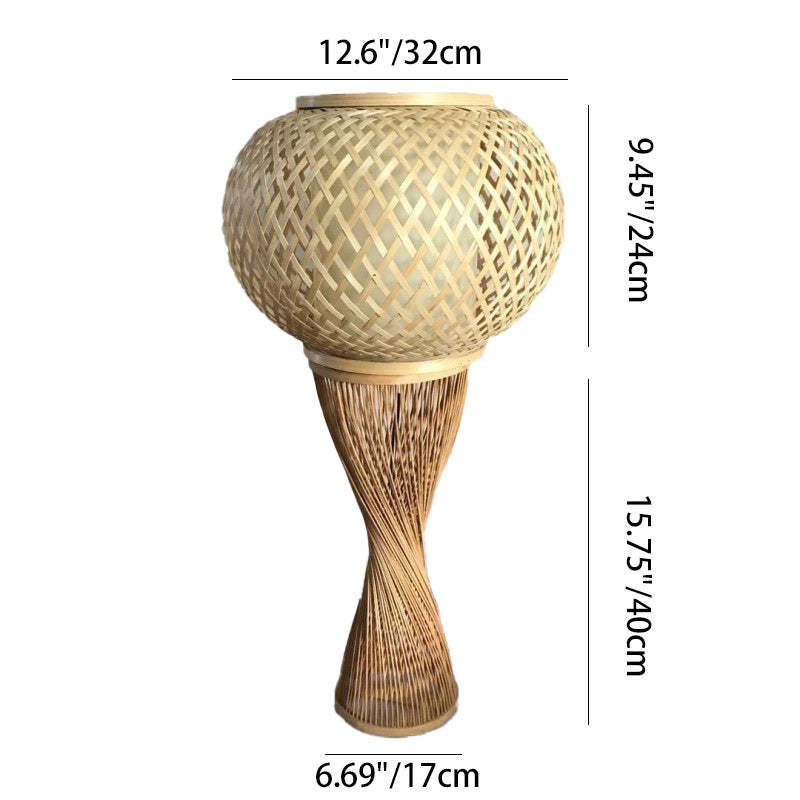 Vintage Rattan Bamboo Cage Table Lamp