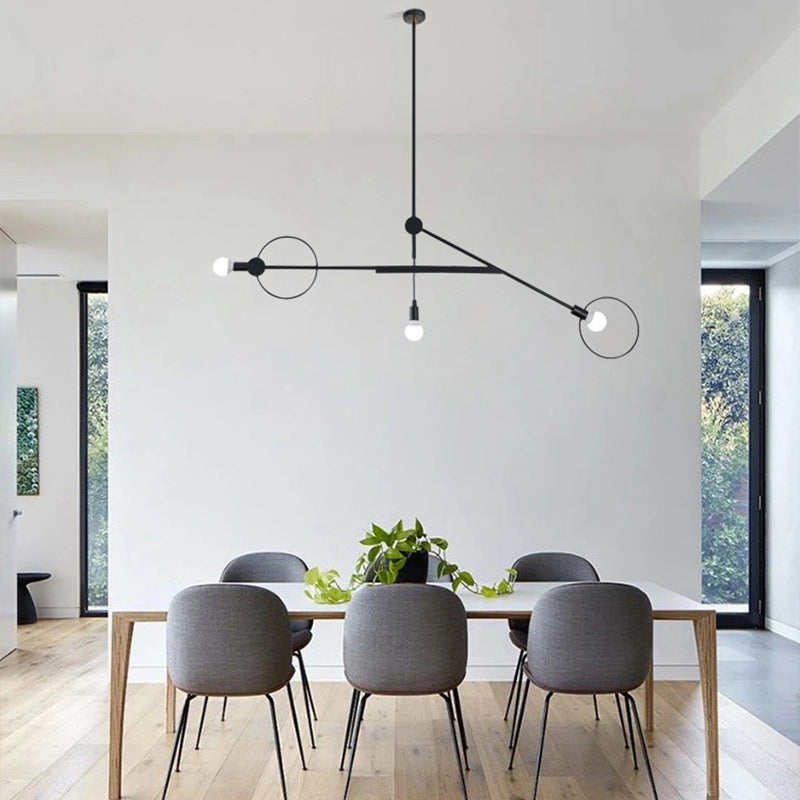 Scandinavian Iron Long Rod Island Chandelier