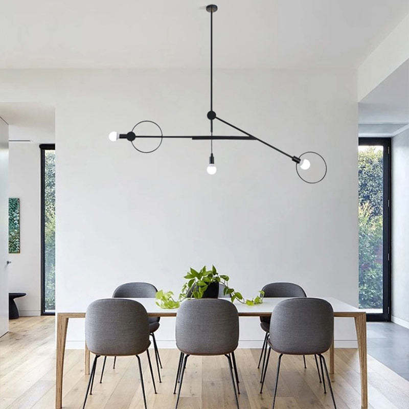 Scandinavian Iron Long Rod Island Chandelier