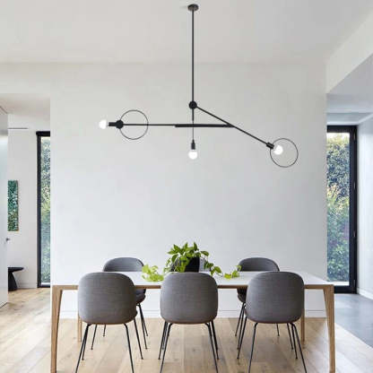 Scandinavian Iron Long Rod Island Chandelier