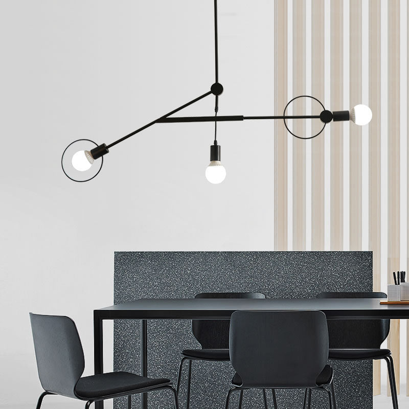 Scandinavian Iron Long Rod Island Chandelier