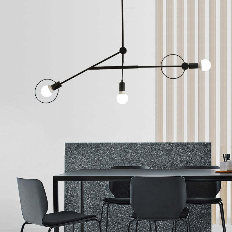 Scandinavian Iron Long Rod Island Chandelier