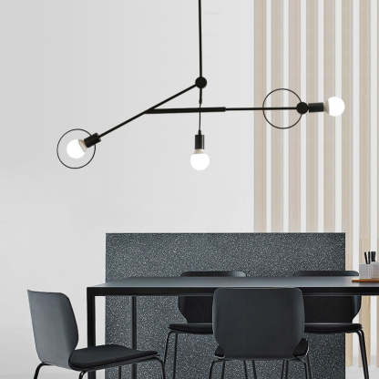 Scandinavian Iron Long Rod Island Chandelier