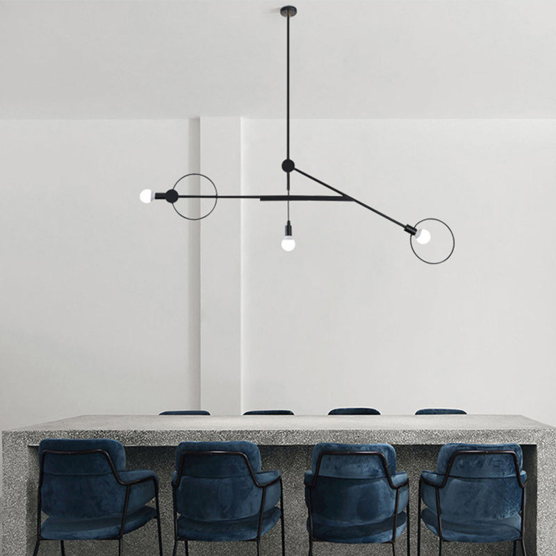 Scandinavian Iron Long Rod Island Chandelier